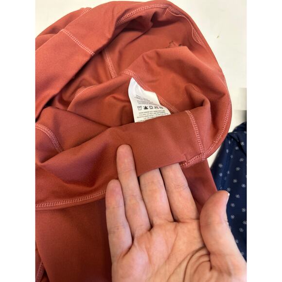 Lot of 2 Nike Dri-Fit leggings size Medium Navy dots Terracotta yoga athletic - Picture 13 of 14